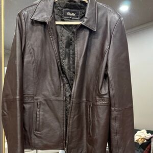 VTG 90s Excelled Collection 100% Genuine Leather Car Coat Brown XL